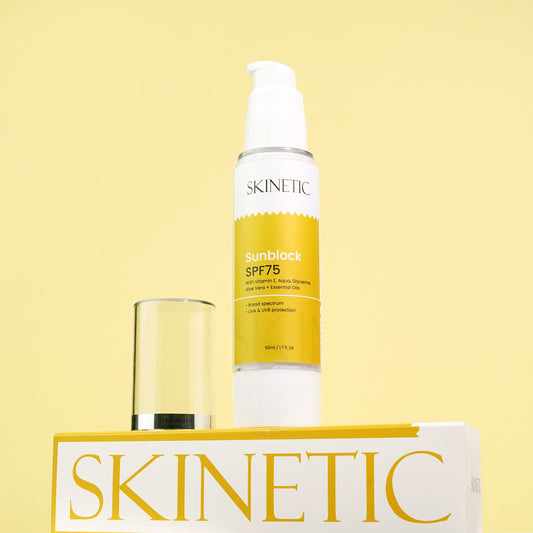☀️ Skinetic Shield Sunblock SPF 75 – With Vitamin E, Aloe Vera & Essential Oils
