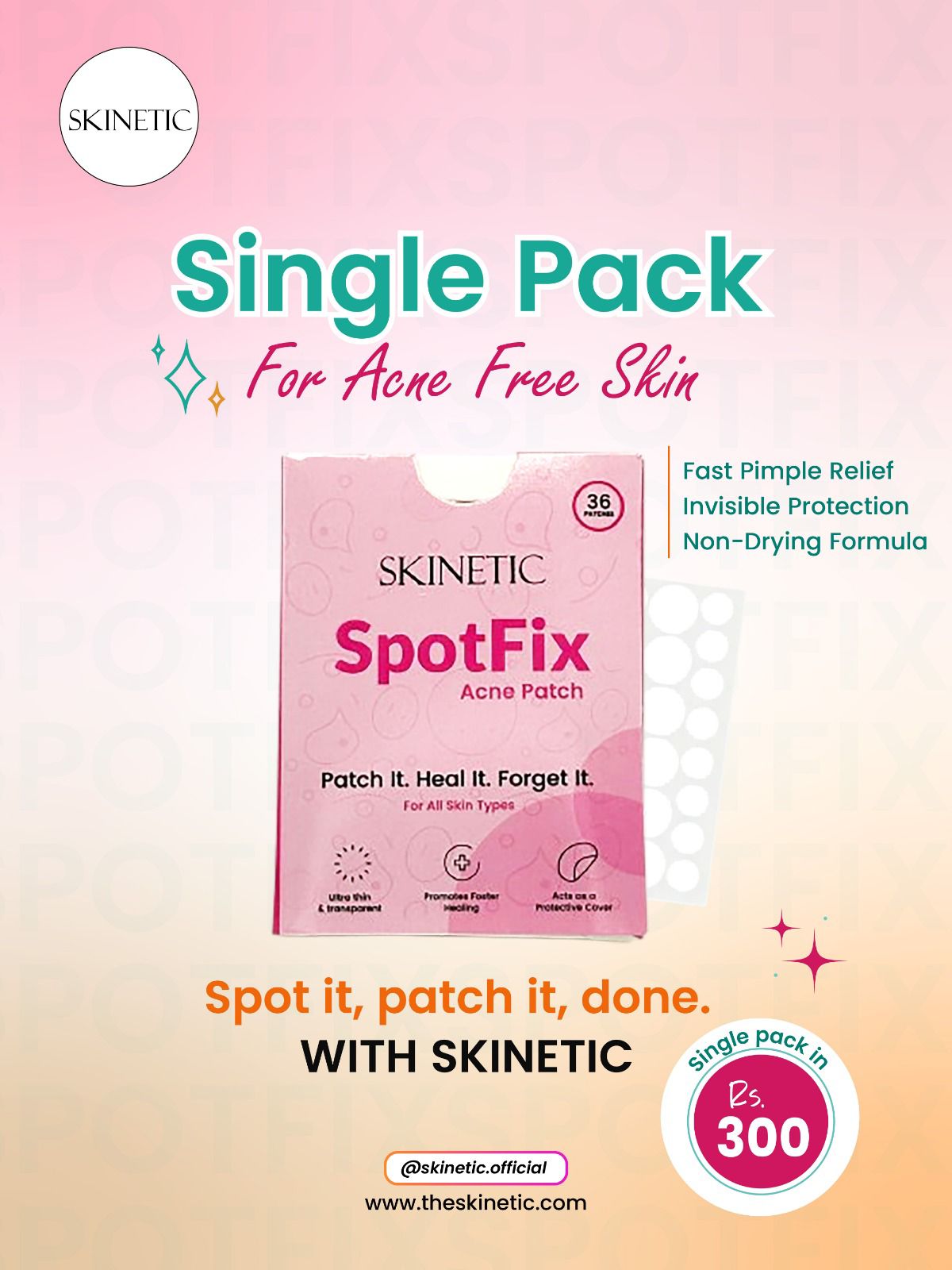 Spotfix Acne Patches –  36 Patches (Pack of 1)