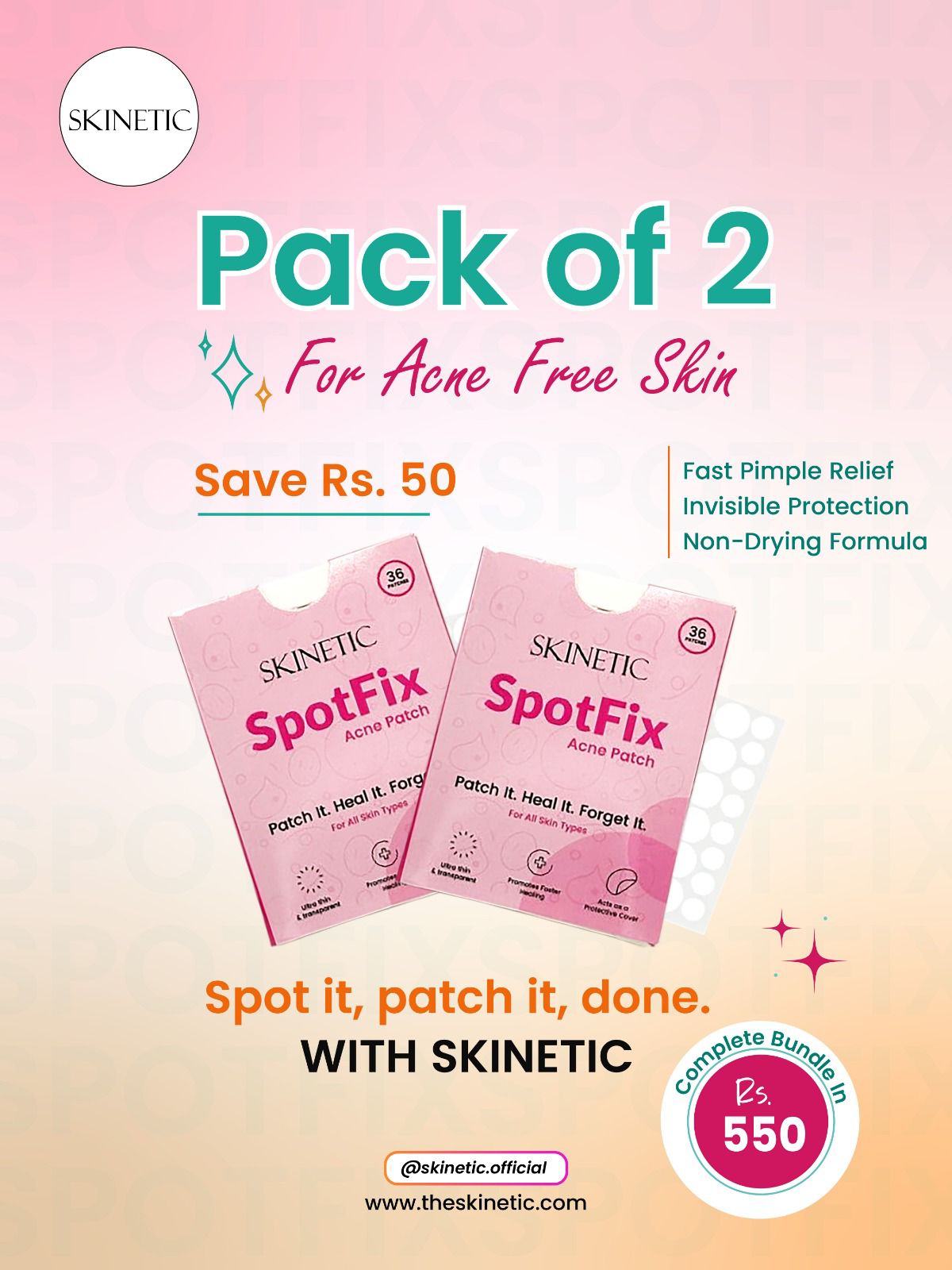 SpotFix Acne Patches - 36 Patches (Pack of 2)